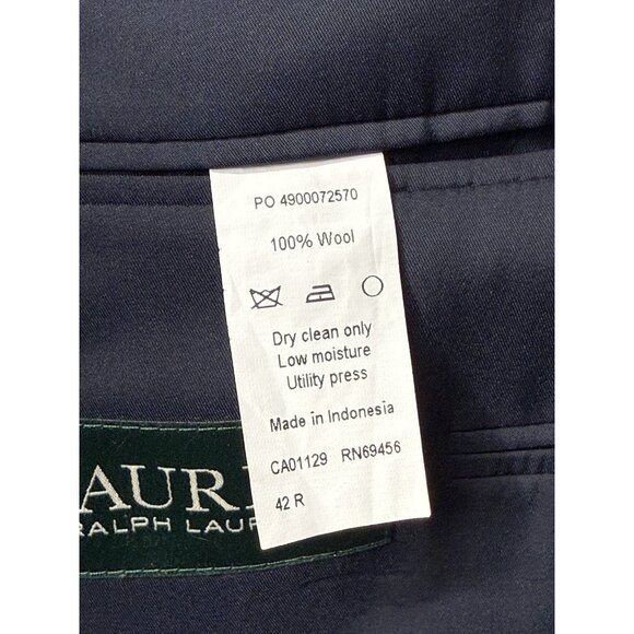 Lauren Ralph Lauren 42R Navy Wool Blazer Gold Button Sport Coat Classic Fit - Picture 9 of 15